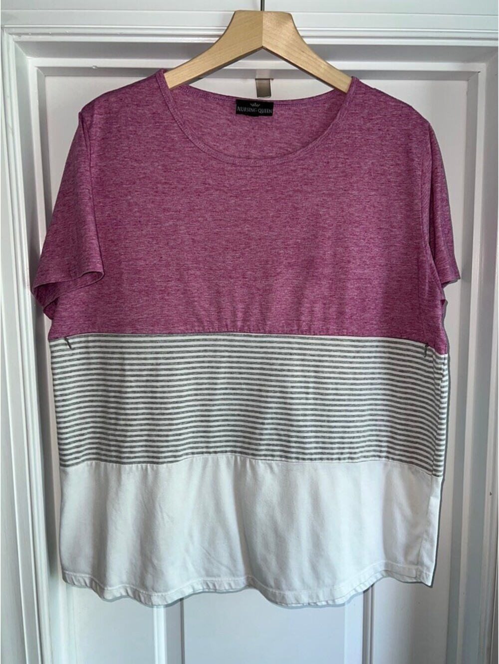 Nursing Queen Nursing T-shirt 3 Block Colorblock L Pink